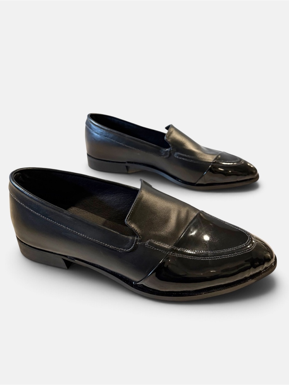 Katz & Birds Berlin Black Leather Patent Moccasin Loafers EU 42 Handmade - Picture 2 of 12